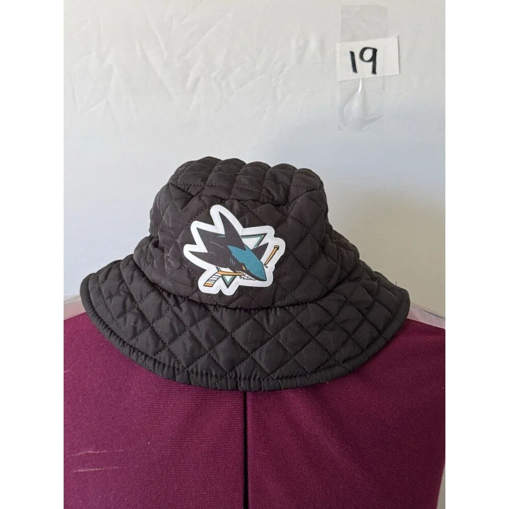 San Jose Sharks Quilted Bucket Hat Black NHL Hockey Fan Cap Adult